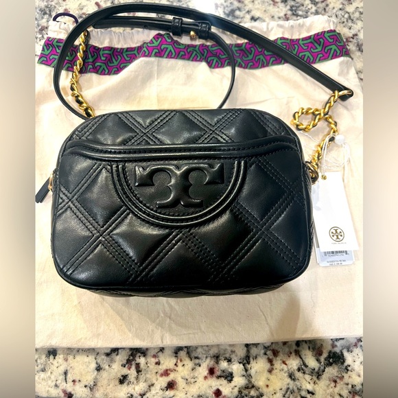 Tory Burch Fleming Soft Camera Bag - Black - Picture 1 of 10